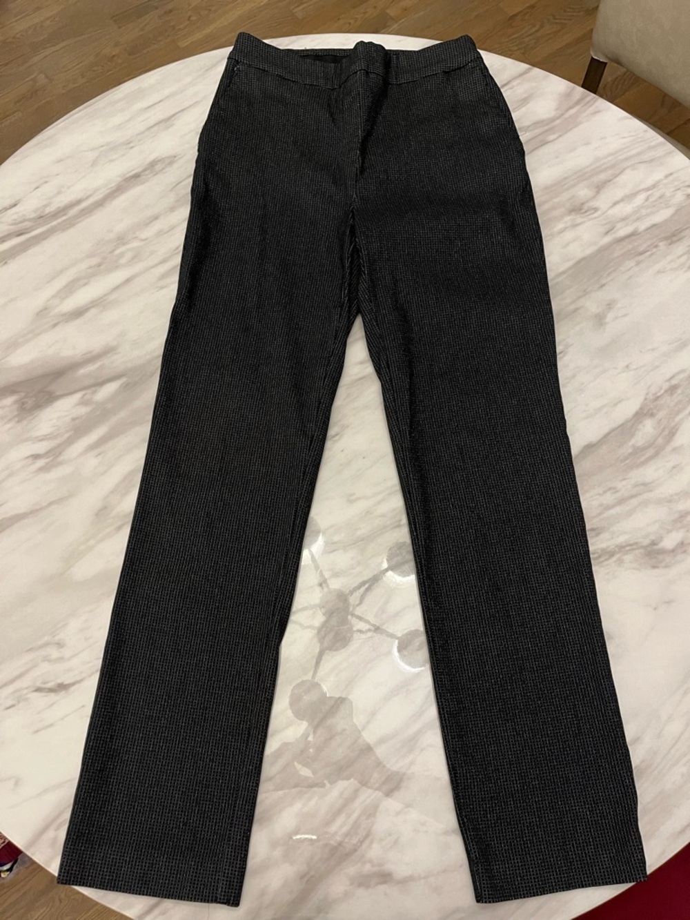 Hilary Radley Black Pinstripe Straight-Leg Pants